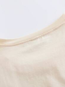 SHEIN LUNE Women's T-Shirt, Comfortable Colorful Bow Shirt, Suitable For Independence Day - Apricot - View 3