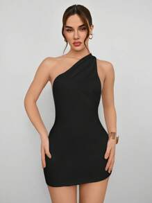 Aloruh 女式性感优雅露背修身迷你连衣裙，配缎带 - 黑色 - 查看 5