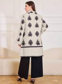 Lacomfia 2 pezzi completo di camicia a maniche lunghe e pantaloni taglie forti con stampa floreale vintage