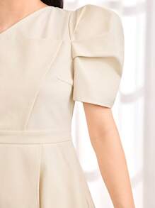 SHEIN 少女编织纯色单肩带修身上衣和编织宽松长裤两件套，派对，节日，宴会，早午餐服装，生日场合，新年，返校节，舞会 - 杏色 - 查看 5