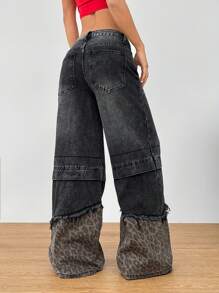 SHEIN EZwear Quần Jeans Denim Đơn Giản & Thời Trang Cho Nữ, Phù Hợp Cho Mùa Hè - Rửa nhẹ - Xem 2