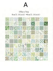 SHEIN 1 Book / 100 Sheets Of Classic Decorative Paper, 6 Styles, 100 Unique Designs, Back To School Supplies, Suitable For Scrapbooking, Journaling, Crafts, Memos And Origami, General Stationery, Makes A Perfect Small Gift