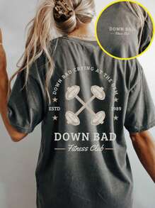 INAWLY Camisa de mujer con cuello redondo y estampado deportivo - Blusa casual de cuello redondo - Camiseta ligera apta para todas las estaciones