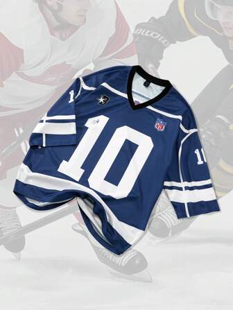 Street Life Men's Jersey Street Style Short Sleeve T-Shirt, American Sports Ice Hockey Jersey Design, Summer