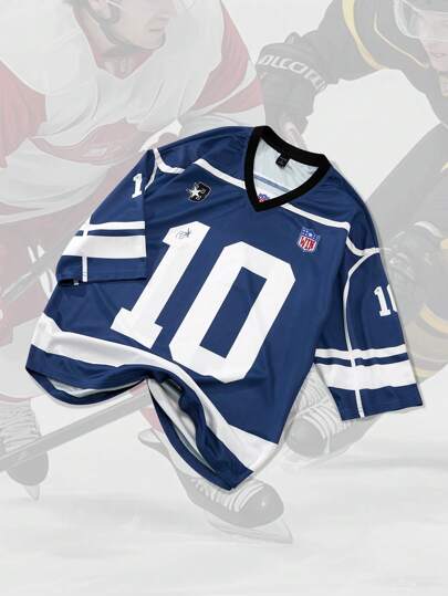 Prep Men's Jersey Street Style Short Sleeve T-Shirt, American Sports Ice Hockey Jersey Design, Summer