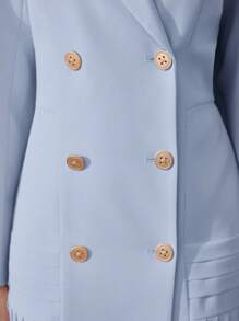 MOTF PREMIUM PLEATED DOUBLE BUTTON DRESS - Baby Blue - View 2