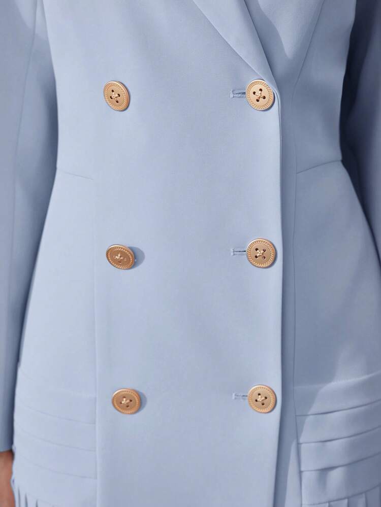 PLEATED DOUBLE BUTTON DRESS