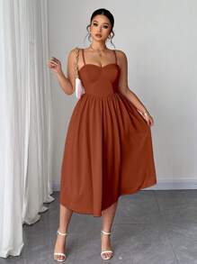 Elenzga Vestido de tirantes de punto elástico de unicolor, elegante y romántico, en talla grande, apropiado para el Día de San Valentín