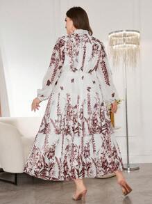 Modelyn Elegant Romantic Elegant Fashion Chiffon Plus Size Dress Fall Cloth For Women - Burgundy - View 2
