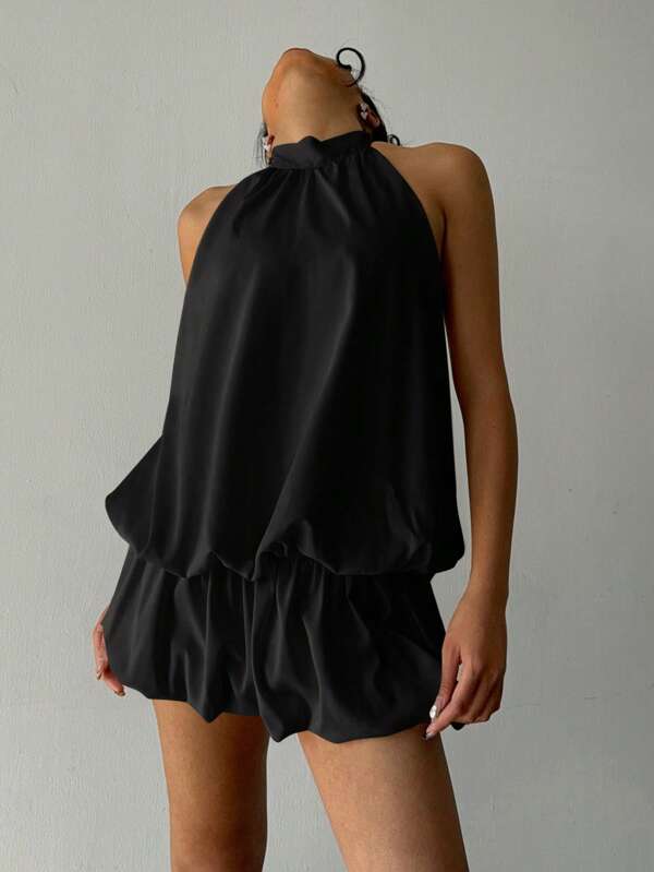 Aloruh Women's Sexy Solid Backless Halter Neck Mini Dress, Summer,Summer Dresses For Women,Party Dress