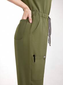 Scrubzie Solid Color Drawstring Waist Straight /Nursing Scrubs Bottoms