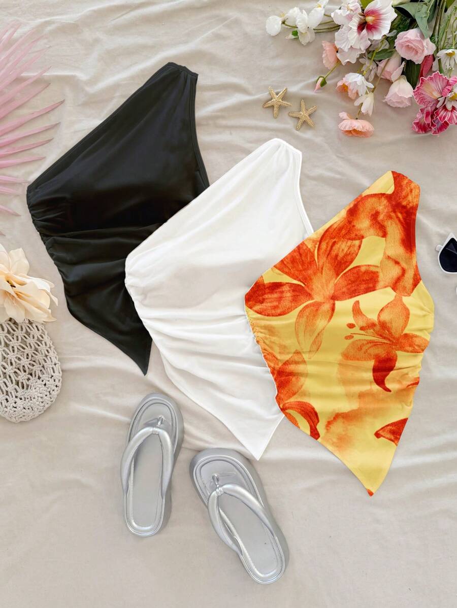 Soleia 3 Set Multicolor Vintage, Casual, Sexy, Cute, Y2K, Coconutgirl, Boho, Vacation, Bohemian, Music Festival Style Tops For Women, Suitable For Summer