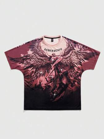 Goth T-shirt da uomo a maniche corte con stampa grafica gotica, scollo rotondo, estiva, adatta per Ognissanti