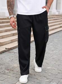 Manfinity Homme Pantaloni cargo casual larghi e comodi per uomo taglia forte