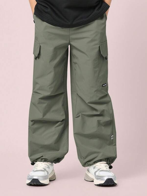 SUMWON Nylon Cargo Pants With Elastic Ankle, Outdoor Adventure Utility Trousers, Lightweight Hiking Performance Bottoms For Active Kids