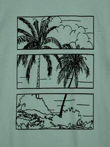 RueChic 男士休闲棕榈树印花短袖 T 恤