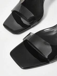 MOTF PREMIUM 方头细跟高跟凉鞋 - 黑色 - 查看 6