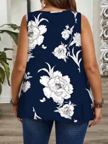 EMERY ROSE 大码女式休闲圆领粗肩带宽松吊带背心和束腰上衣，适合夏季、度假装女士，简约时尚，适合日常穿着 - 彩色 - 查看 2