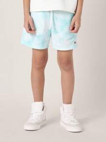 SUMWON Mùa 1 Bộ đồ phối đồ mùa hè New York Quần short thể thao nhuộm màu phối áo phông cỡ lớn phù hợp Thời trang đường phố mùa xuân Trẻ em Thời trang hiện đại thoải mái - Màu Khaki - Xem 4