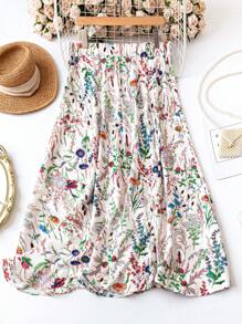 SHEIN Clasi 大码女式黑金箔 A 字裙，休闲通勤旅行度假派对裙 - 彩色 - 查看 1