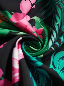 Travachic Plus Size Summer Vacation Tropical Print Elastic Waist Loose Pants Flowy Beach Boho Rave Country Concert Festival Brunch Graduation Old Money - Multicolor - View 8