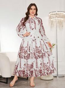 Modelyn Elegant Romantic Elegant Fashion Chiffon Plus Size Dress Fall Cloth For Women - Burgundy - View 4