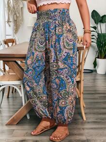Breezaya Plus Size Paisley Print Casual Pants