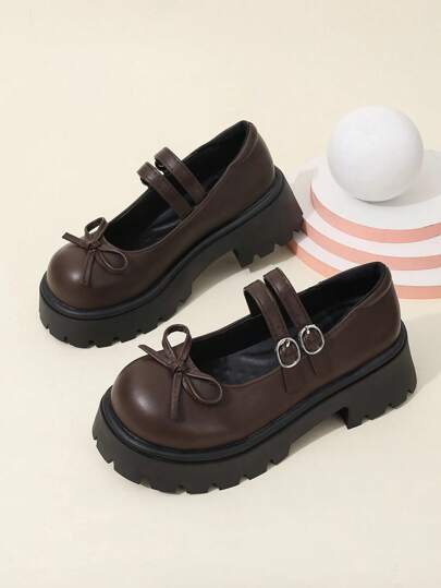 Fairycore Women's Campus Style Bow Knot Platform Shoes Fall New Year Holiday Valentines Spring Shoes