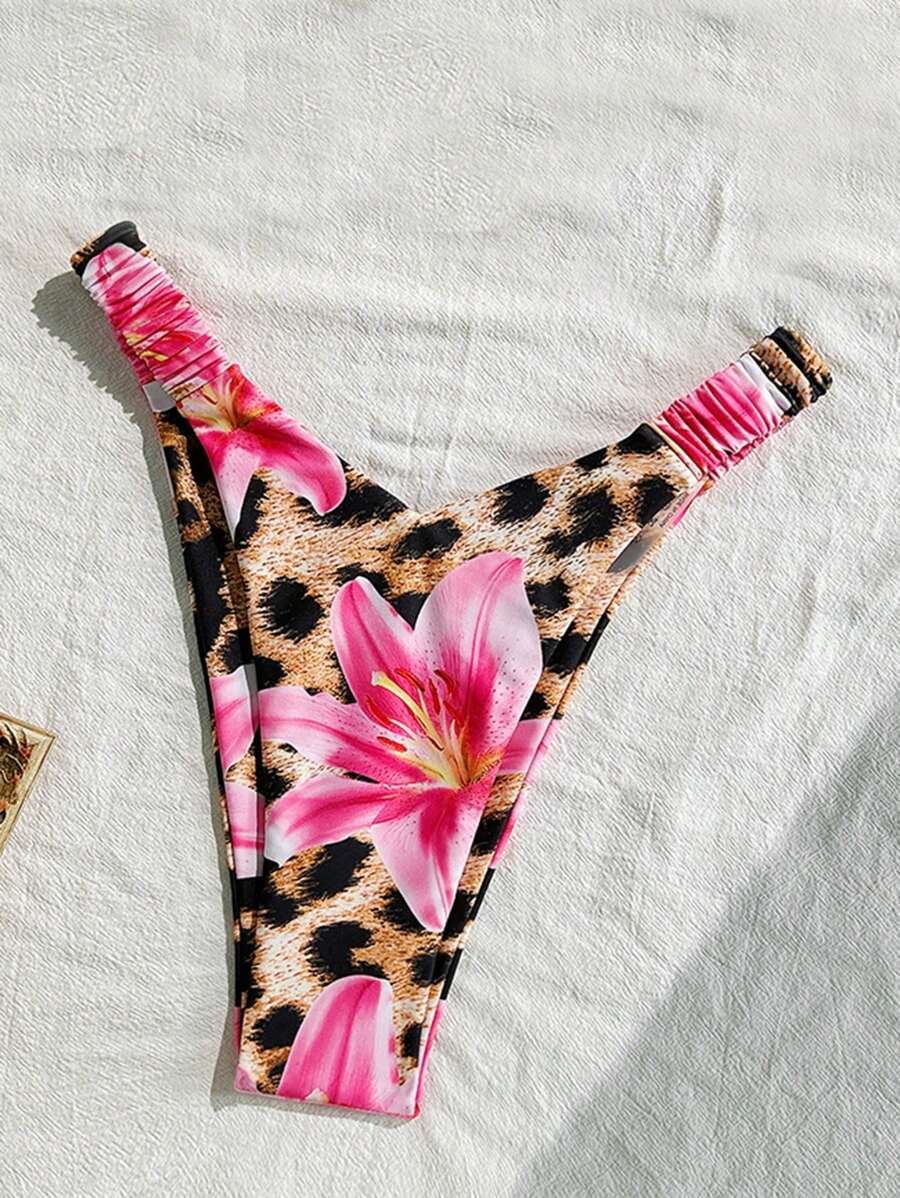 SHEIN Swim Women Summer Tight Vacation Sexy Beach Printed Random Swimsuit Bottoms - Multicolor - View 1