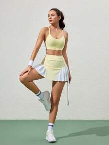 CourtClass Falda deportiva con shorts para mujeres para yoga y fitness, falda plisada cómoda con bolsillos para trabajo, casual, al aire libre y ejercicio