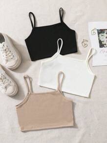 SHEIN 3pcs/Set Girls Classic Simple Comfortable Versatile Tank Tops