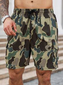 Manfinity Homme Plus Size Men's Casual Summer Camouflage Printed Cargo Shorts