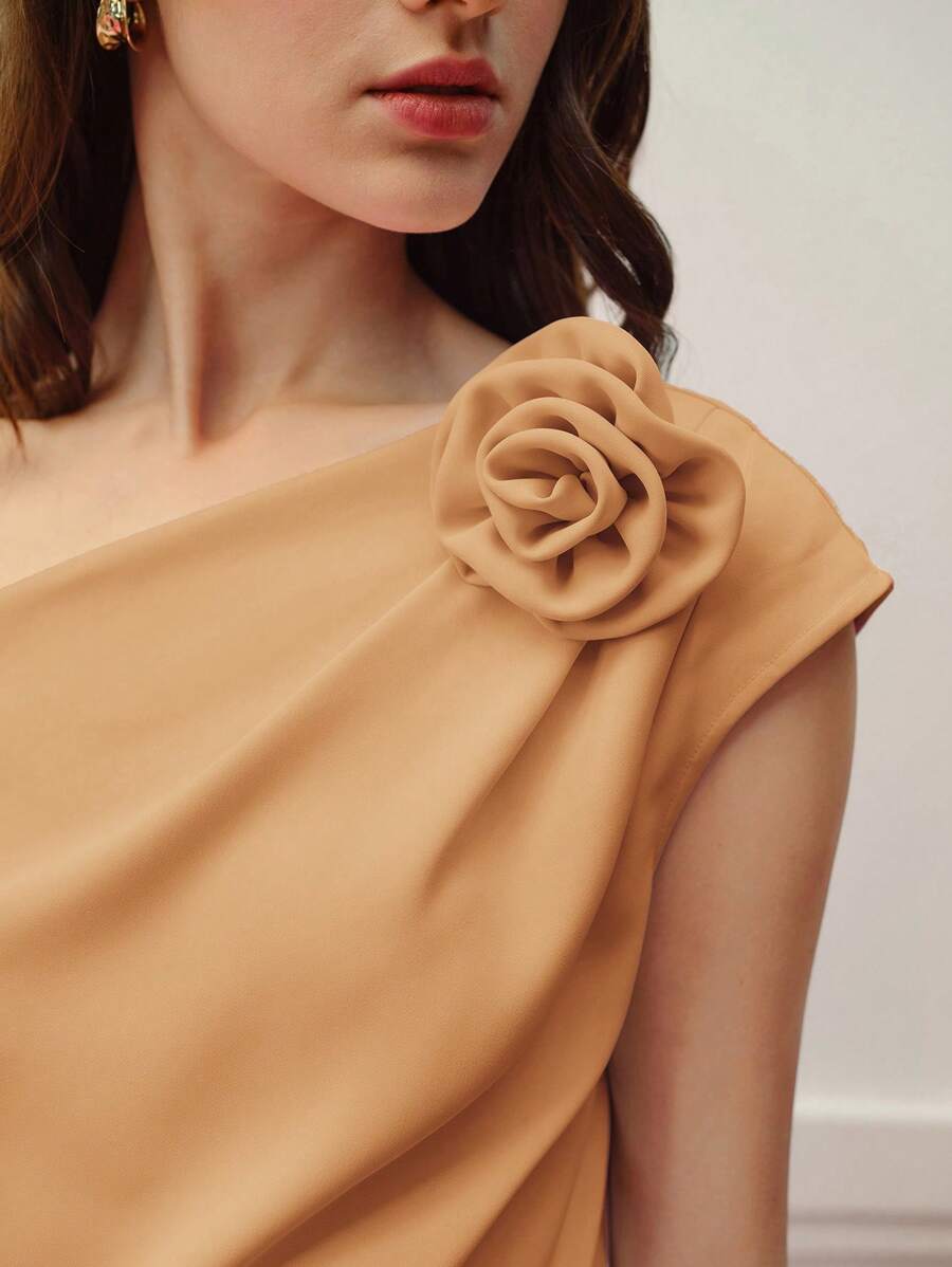 MOTF PREMIUM Asymmetrischer Blumen-Stereo-Necktop und Bügelfalten-Hose