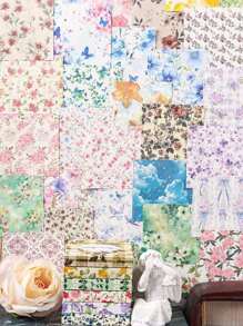 SHEIN 1 Book / 100 Sheets Of Classic Decorative Paper, 6 Styles, 100 Unique Designs, Back To School Supplies, Suitable For Scrapbooking, Journaling, Crafts, Memos And Origami, General Stationery, Makes A Perfect Small Gift