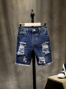 SHEIN Young Boy's Distressed Fashion Summer Denim Shorts Summer Holiday