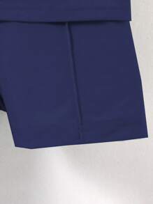 SHEIN Set de 2 piezas con camisa polo de manga corta y color liso + shorts para niño, informal