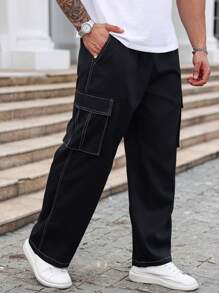 Manfinity Homme Pantaloni cargo casual larghi e comodi per uomo taglia forte