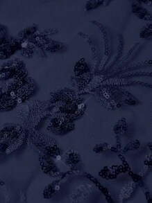 Ellevyn 2pcs Women Sequin Party Dress & Fitted Short Sleeve Outerwear Set Navy Blue