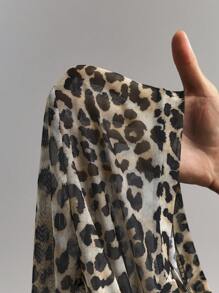 Menodora SHEIN Sport 女士豹纹长袖运动连衣裙，夏季时尚