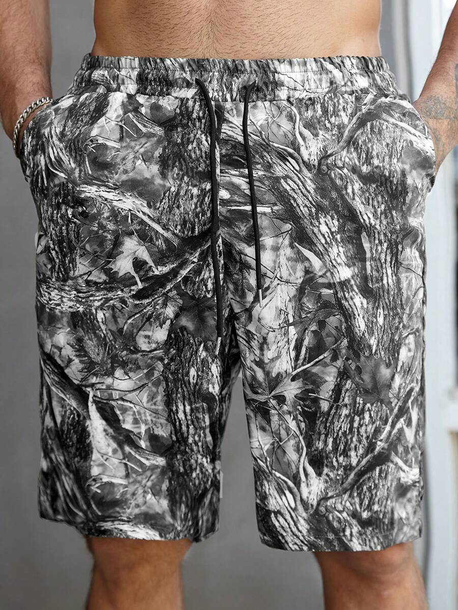 Manfinity LEGND Plus Size Men's Fashionable Summer Shorts - Grey - View 1