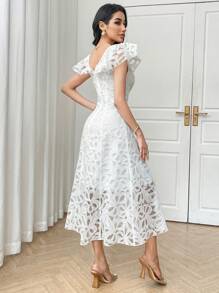 Modelyn Women's Floral Print Fitted Dress For Everyday Wear - White - View 4