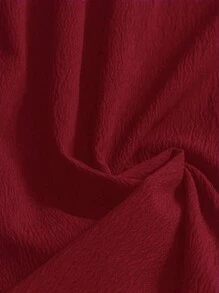 SHEIN LUNE Plus Size Women Contrast Lace Solid Color Button Front Shirt Fall Cloth For Women - Burgundy - View 4