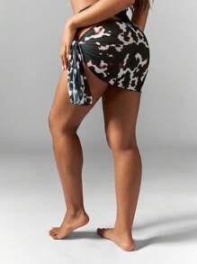 MISSGUIDED Beach Sarong Wrap Cover Up Swimsuit Cover-Up Animal Print Summer Pool Party Resort Wear Sheer Light Cover-Up Wrap Skirt Vacation Beachwear - Multicolor - View 2