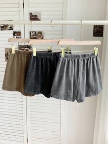 Comfortcana Pantalones cortos casuales de mujer de talla grande con cintura elástica y estampado de flores de nieve, para el verano