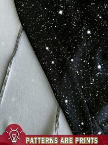 SHEIN Clasi 大码女式优雅翻领闪亮印花长袖西装外套（秋季）