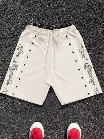 Manfinity EMRG 男士字母印花撞色抽绳腰短裤