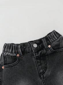 Young Boy Classic All-Match Casual Comfortable Retro Washed Blue Denim 6-Inch Shorts - Grey - View 6