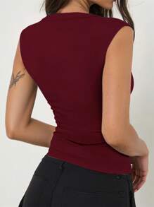 INAWLY 女式简约纯色深 V 领修身吊带背心，夏季