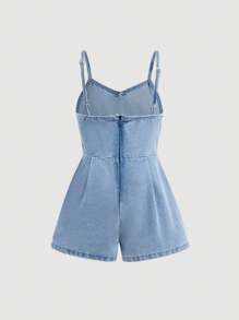SHEIN Kleine Mädchen blaue Denim-Latzhose