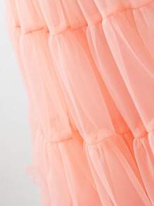 2pcs/Set Tween Girls Tutu Mesh Skirt And Cross Back Short Sleeve T-Shirt, Ballet Style, Spring/Summer - Pink - View 8